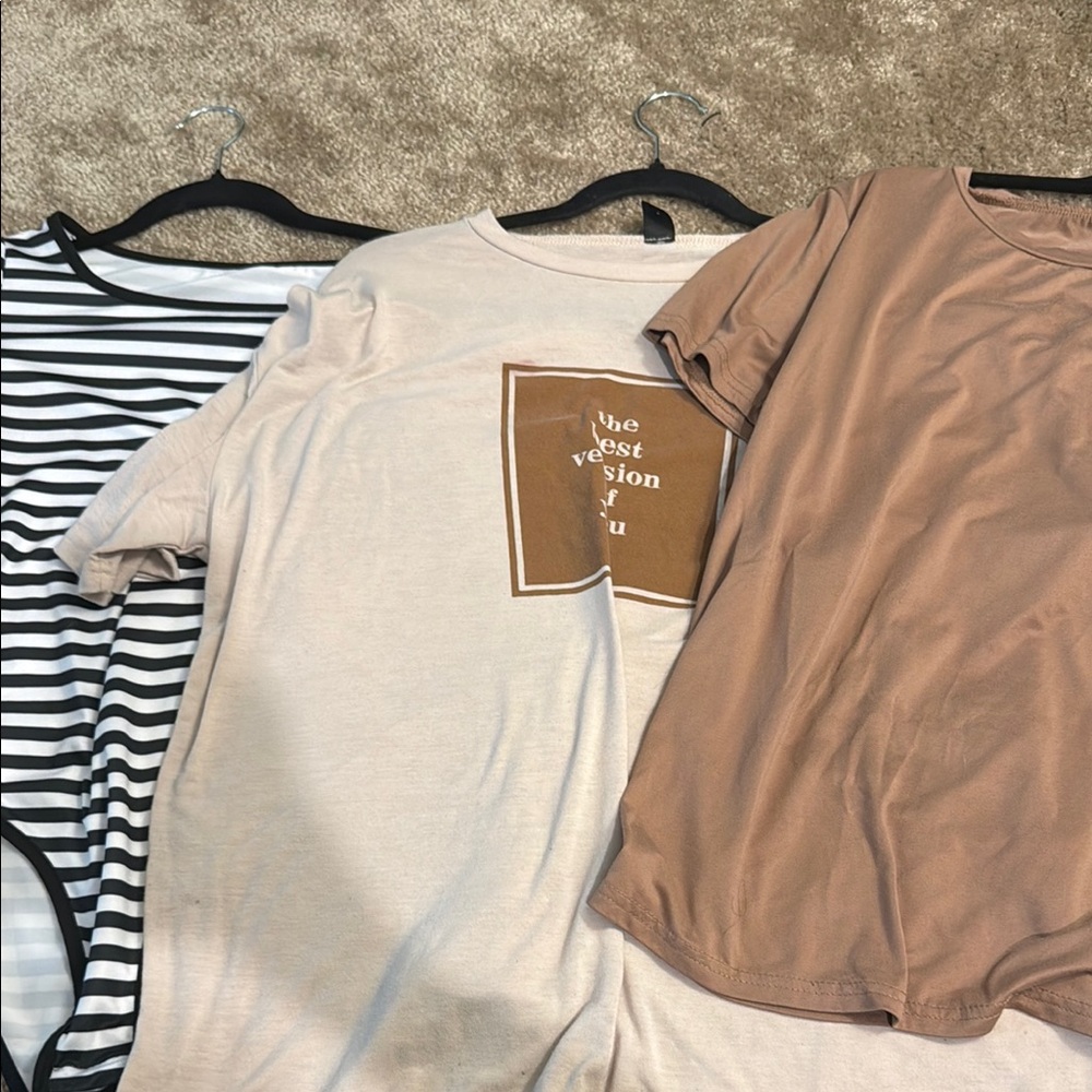 Striped, Beige, and Tan T-Shirts